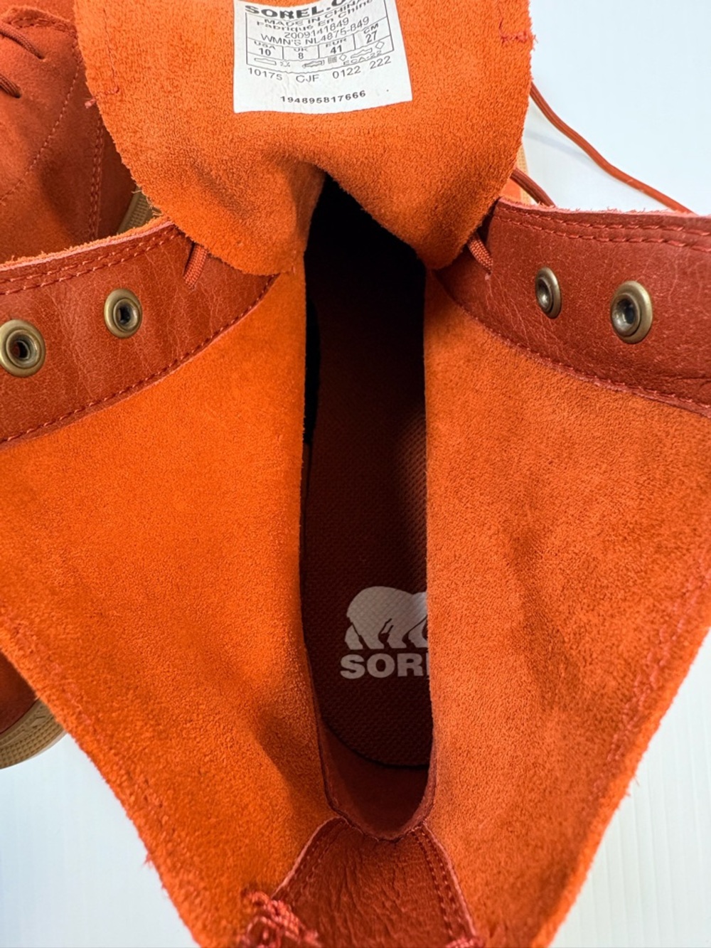 Sorel Waterproof Suede Lace Up Boots Women’s 10 Rust Orange Platform Lug Sole - Picture 8 of 12